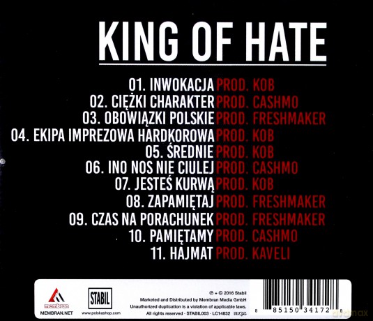 Tonny: King Of Hate [CD]