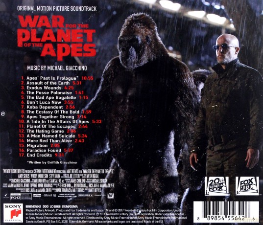 War for the Planet of the Apes soundtrack (Wojna o planetę małp) (Michael Giacchino) [CD]