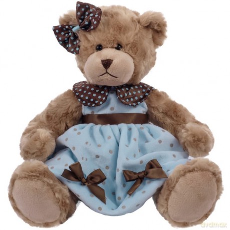 Misia Daizy niebieska w groszku welur 33 cm