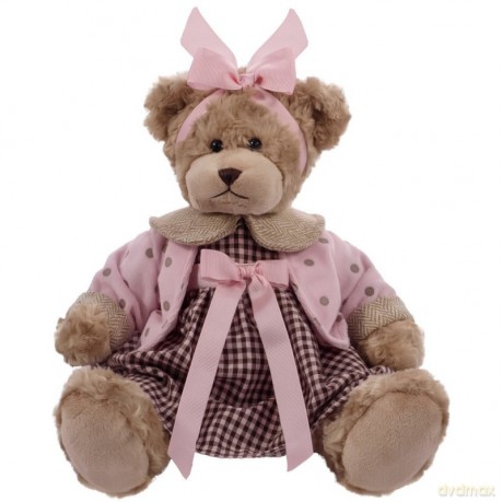 Misia Daizy różowa w kratkę 33 cm