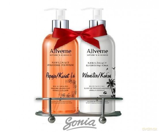 Allverne Nature's Essences Zestaw prezentowy Papaja-Wanilia (mydło do rąk 300 ml + eliksir do ciała 300 ml)