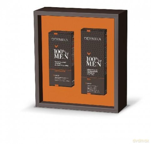 Dermika Zestaw prezentowy 100% for Men 50 + (krem przeciw zmarszczkom na dzień i noc 50 ml + balsam po goleniu 40 ml)