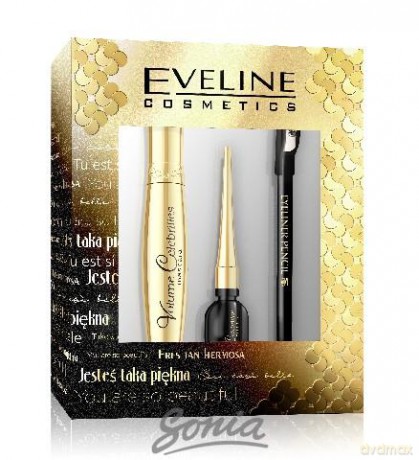 Eveline Zestaw prezentowy (tusz Volume Celebrities + Eyeliner Celebrities + konturówka do oczu)