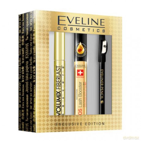 Eveline Zestaw prezentowy (tusz Volumix Fiberlast + serum do rzęs Lash Booster + konturówka do oczu)