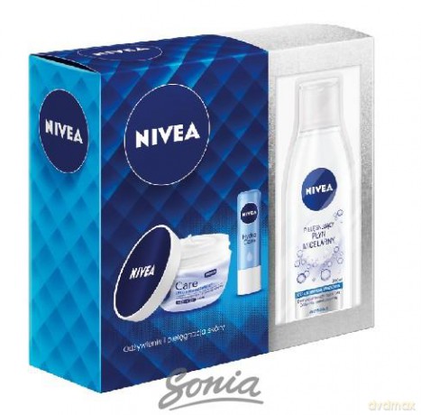 Nivea Zestaw prezentowy Care (płyn micelarny 200 ml + krem odżywczy 50 ml + pomadka Hydro Care 4.8g)