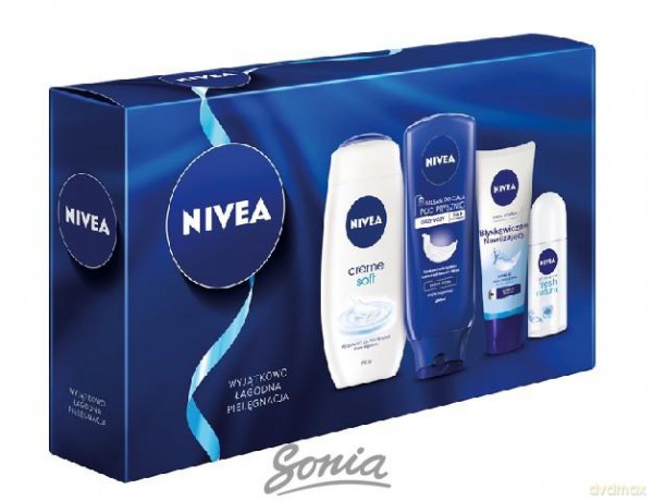Nivea Zestaw prezentowy Creme Soft (żel pod pr.250 ml + bals.pod pr.250 ml + kr. do rąk 75 ml + deo roll-on 50 ml)