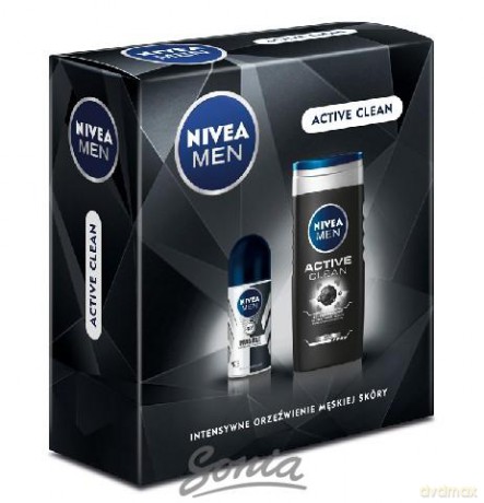 Nivea Zestaw prezentowy Men Active Clean (deo roll-on 50 ml + żel pod prysznic 250 ml)