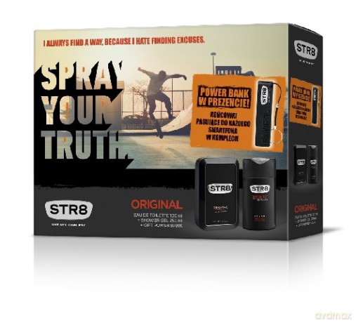 STR 8 Zestaw Prezentowy ORIGINAL (woda toaletowa 100 ml + żel pod prysznic 250 ml) + POWER BANK