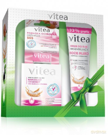 Vitea Zestaw prezentowy Kozie Mleko (krem 50 ml + krem do rąk 100 ml + pomadka ochronna odżywcza 4.9g)