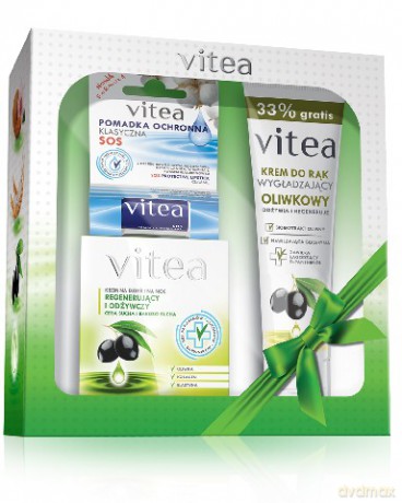 Vitea Zestaw prezentowy Oliwka (krem 50 ml + krem do rąk 100 ml + pomadka ochronna klasyczna 4.9g)