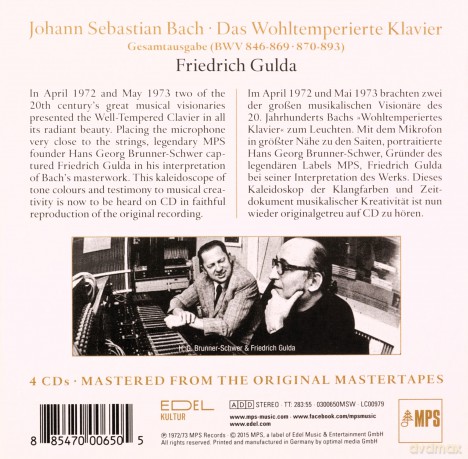 Friedrich Gulda: Bach: Das Wohltemperierte Klavier [4CD]