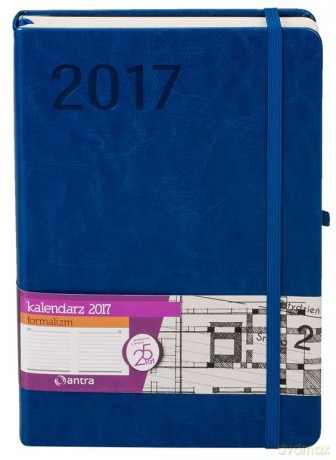 Kalendarz 2017 z gumką A5 formalizm niebieski [KALENDARZ]