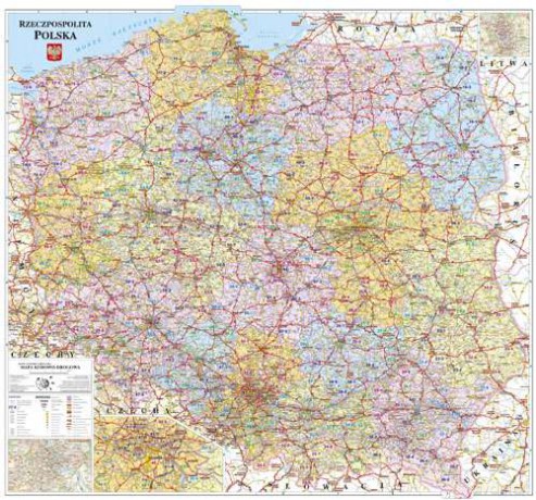 Mapa ścienna Polska kodowo-administracyjna 1:750 000