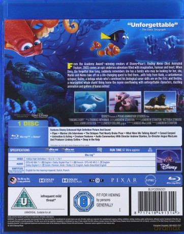 Finding Dory (Gdzie jest Dory?) (Disney) [Blu-Ray]