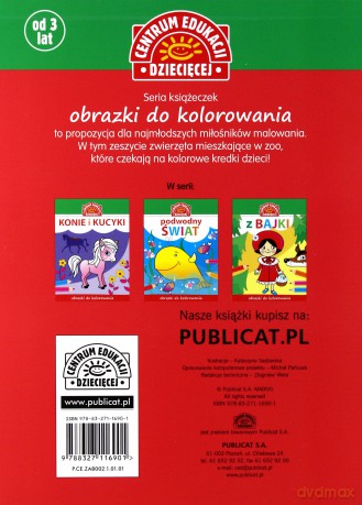 Obrazki do kolorowania W ZOO [KSIĄŻKA]