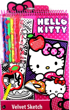 Aksamitna kolorowanka z pisakami - Hello Kitty