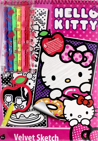 Aksamitna kolorowanka z pisakami - Hello Kitty