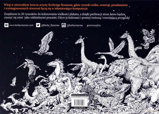 Animorphia 20 plakatów do kolorowania - Kerby Rosanes [KSIĄŻKA]