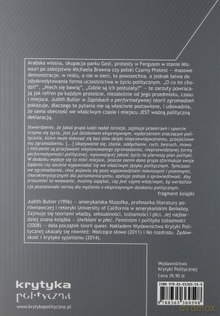 Zapiski o performatywnej teorii zgromadzenia - Judith Butler [KSIĄŻKA]