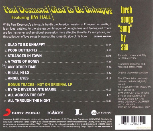 Paul Desmond: Glad to Be Unhappy [CD]