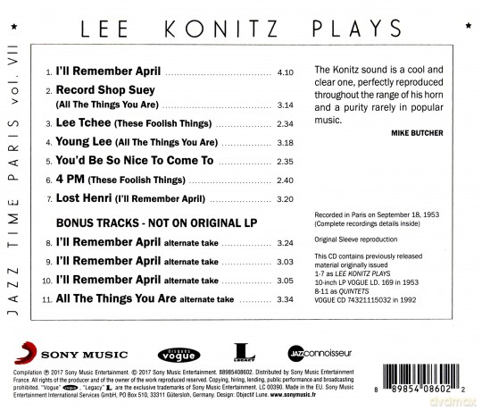 Lee Konitz: Lee Konitz Plays [CD]