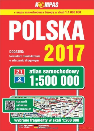 Atlas samochodowy Polski kompas 1:500 000