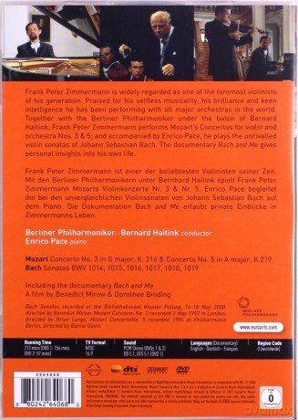 Frank Peter Zimmermann: Mozart: Concerto No. 3, K. 216, Concerto No. 5, K. 219, Bach Sonatas Incl. Documentary 'BACH And Me' [2DVD]