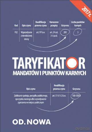 Taryfikator mandatów i punktów karnych 01.2017 [KSIĄŻKA]