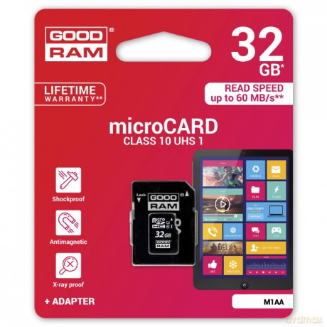 GOODRAM microSDHC 32GB klasa 10 UHS I + adapter