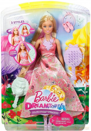 BARBIE Księżniczki Kolorowe fryzury, Blondynka