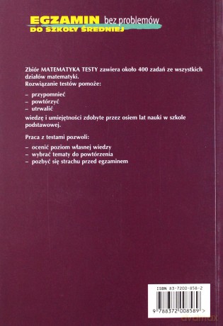 Egzamin bez problemów - Matematyka testy - Elżbieta Wróblewska [KSIĄŻKA]