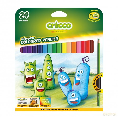 Kredki trójkątne 24 kolory Cricco