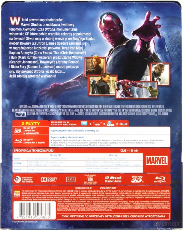 Avengers: Czas Ultrona 3D (steelbook) [Blu-Ray 3D]+[Blu-Ray]