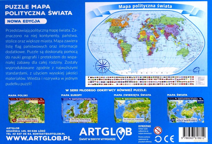 ARTGLOB 260 el. Mapa polityczna świata [PUZZLE]