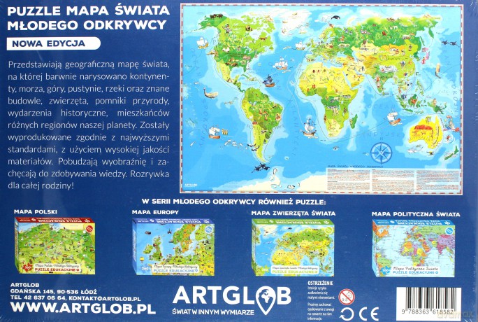 ARTGLOB 260 el. Mapa świata młodego odkrywcy [PUZZLE]