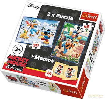 TREFL 30, 48 el. + memo - Frajda z przyjaciółmi Myszka Mickey (90604) [PUZZLE]
