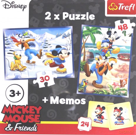 TREFL 30, 48 el. + memo - Frajda z przyjaciółmi Myszka Mickey (90604) [PUZZLE]