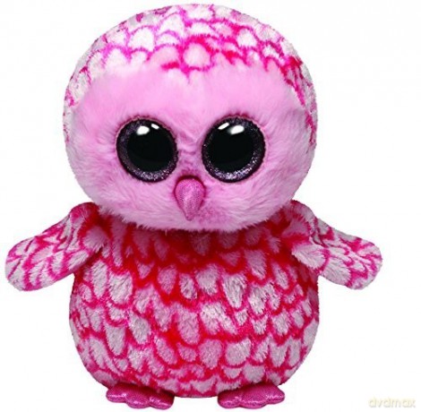 TY Beanie Boos Pinky - Różowa sowa, 24 cm