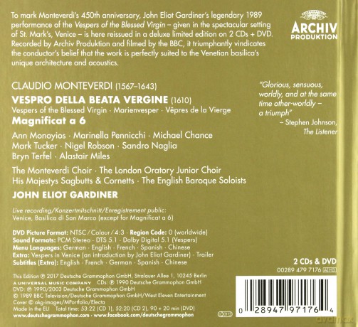 John Eliot Gardiner: Monteverdi Vespers (Anniversary Edition) [2CD]+[DVD]