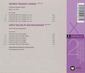 Ton Koopman & The Amsterdam Baroque Orchestra & Christoph Pregardien & Barbara Schlick & Monika Frimmer & Michael Chance & Rene Jacobs & Peter Kooy & Knabe: Handel, Van Wassenaer: Concerti Grossi & 6 Concerti Armonici [2CD]