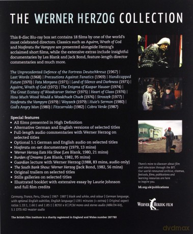 The Werner Herzog Collection (Bezprzykładna obrona twierdzy Deutschkreutz / Ostatnie słowa / Środki ostrożności przeciw fanatykom / Upośledzona przyszłość / Fata Morgana / Kraina ciszy i ciemności / Aguirre, gniew boży / Zagadka Kaspara Hausera / Wielka e