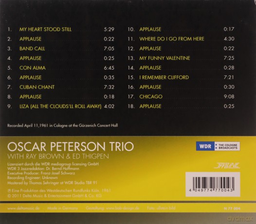 Oscar Peterson Trio: 1960 Cologne, Gurzenich Concer [CD]