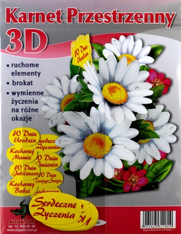 Karnet składany 3D - Stokrotki