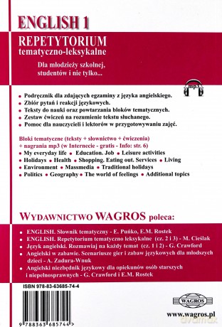English. Repetytorium 1 tematyczno-leksykalne - Malgorzata Cieślak [KSIĄŻKA]