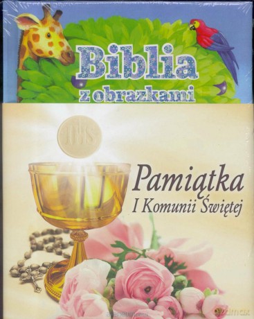 Pamiątka I Komunii Świętej - Biblia z obrazkami niebieska - Charlotte Thoroe [KSIĄŻKA]