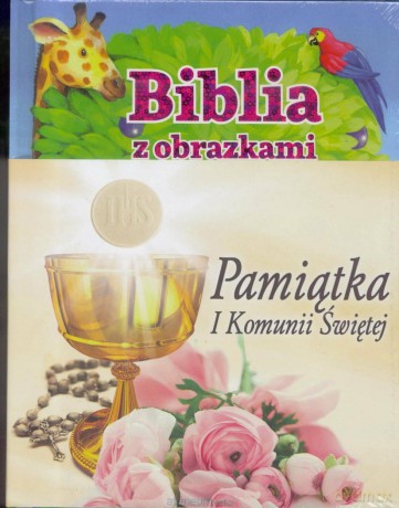 Pamiątka I Komunii Świętej - Biblia z obrazkami różowa - Charlotte Thoroe [KSIĄŻKA]