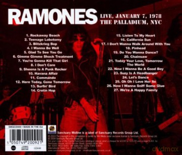 The Ramones: Live January 7, 1978 At The Palladium, NYC [CD]