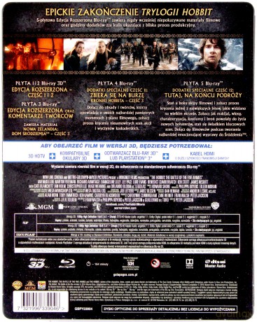 Hobbit: Bitwa Pięciu Armii Wydanie Rozszerzone, Edycja Limitowana (steelbook) [5xBlu-Ray]