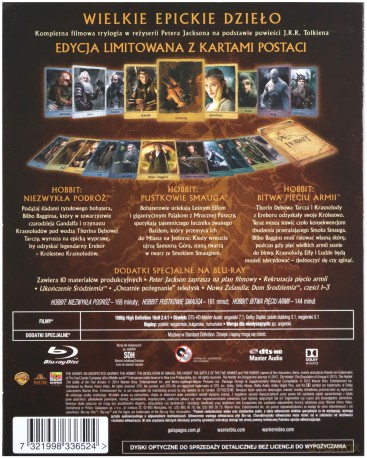 Hobbit: Trylogia Edycja Kolekcjonerska z Kartami Postaci [6xBlu-Ray]