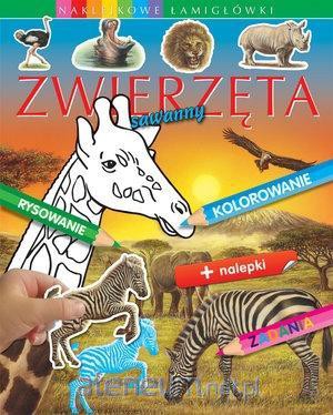 Zwierzęta sawanny. Naklejkowe łamigłówki - Emilie Beaumont [KSIĄŻKA]